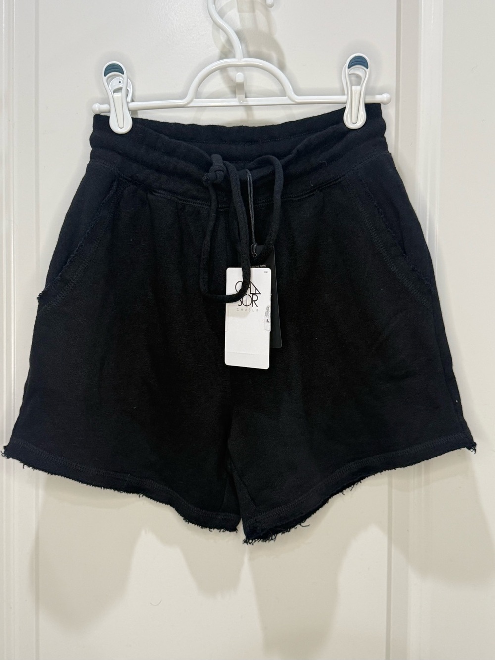 Chaser Black Frayed-Hem Athletic Lounge Shorts. NWT